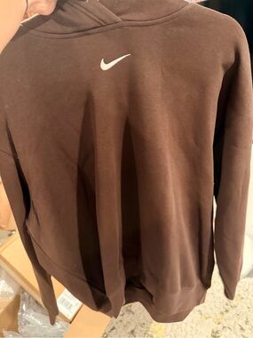 Nike Brown Women's Hoodie with White Swoosh